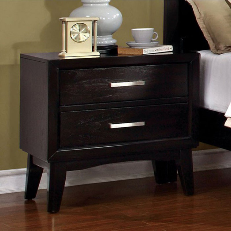 Latitude Run® Adalwine 2 Drawer Solid Wood Nightstand in Espresso